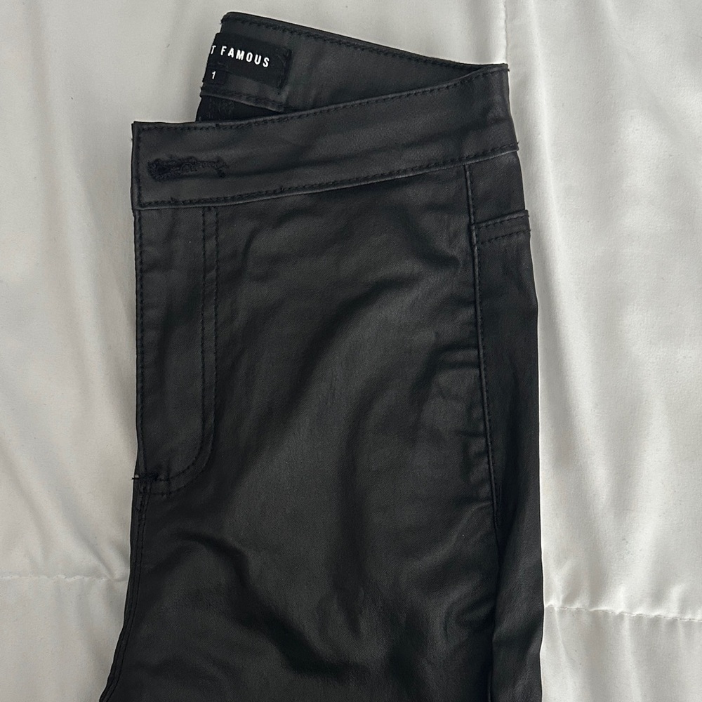 Almost Famous Women's Black Jeggings.Faux leather